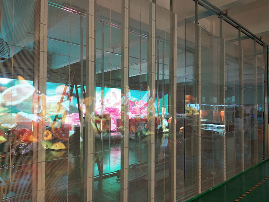 80% Transparency Led Mesh Screen , Transparent Led Curtain Display For Chain Stores