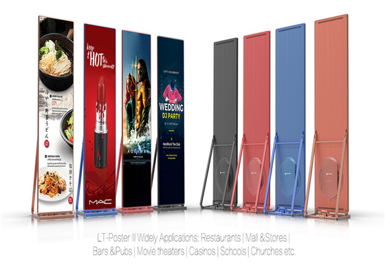 Shopping Mall Advertising P2mm HD LED Poster Display Floor Stand Alone Easy Moving 640*1920mm